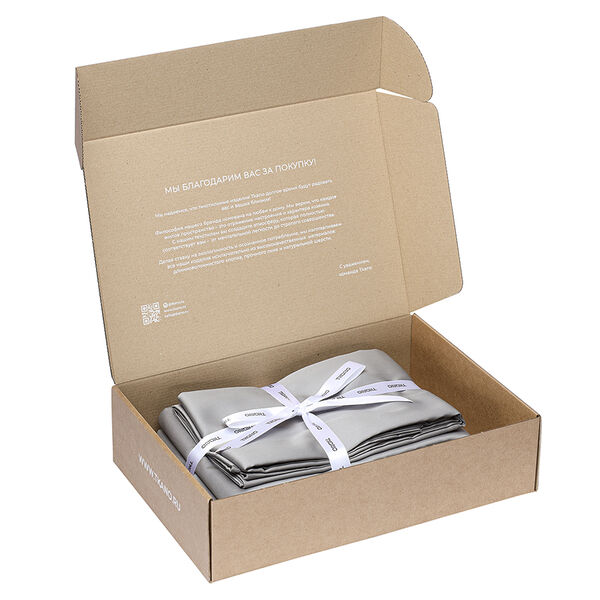 Евро - Комплект постельного белья, 200х220 см из премиального сатина серого цвета , Tkano Essential - фото 3