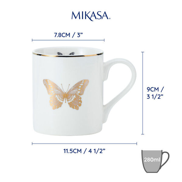 Кружка фарфоровая Butterfly Mikasa WHITE 280 мл - фото 3