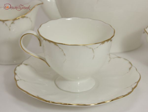 Набор чайных пар "Белый с золотом" 220 мл (12 предметов) - фото 7