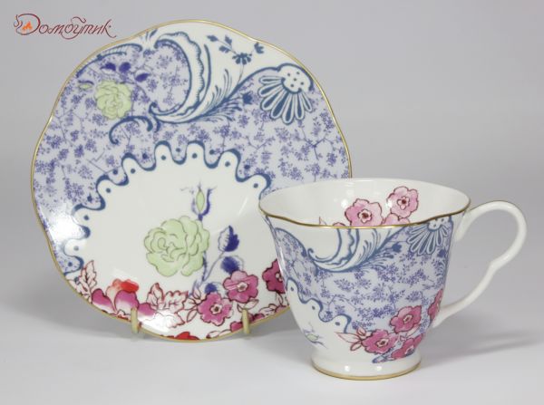 Чайная пара "Очарование бабочки" (голубой с розовым) 230 мл - фото 4