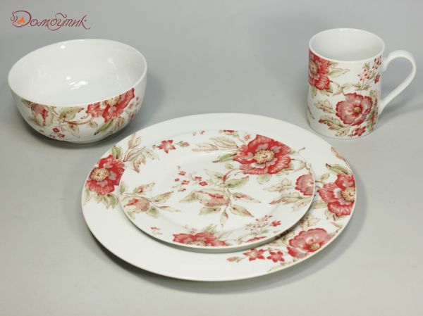 Столовый набор посуды на 1 персону "Красная роза" (4 предмета) - фото 3