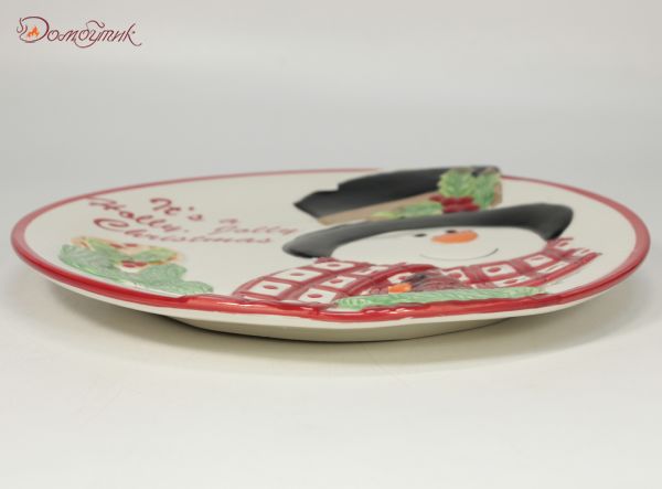 Тарелка для печенья "Снеговик в лесу" 25,5 см - фото 3
