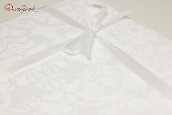 Скатерть прямоугольная "Жаккард Барокко" белая 150х180 см, водоотталкивающая - фото 6