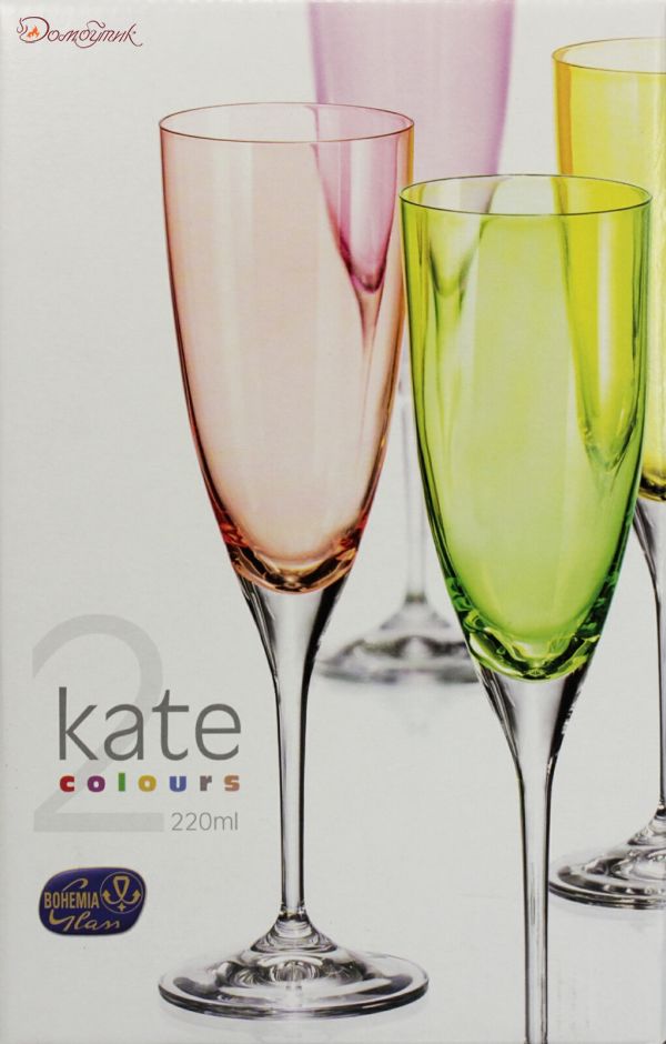 Бокалы для шампанского "Kate Colours" жёлтые, 220 мл, 2 шт. - фото 7