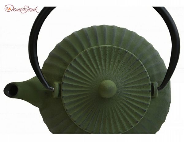 Заварочный чайник чугунный 1,3 л (зеленый) - фото 3