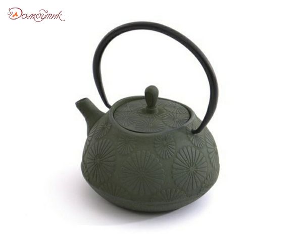 Заварочный чайник чугунный 1,1 л (зеленый) - фото 2