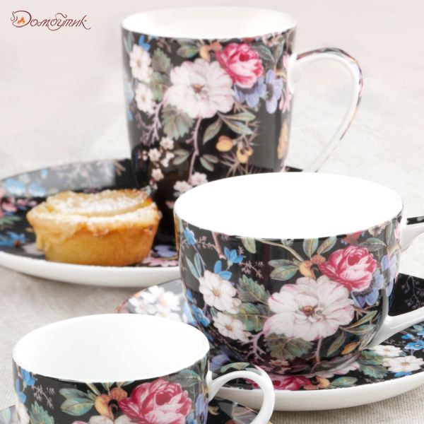 Чашка с блюдцем для кофе Полночные цветы в подарочной упаковке, 100мл - фото 5