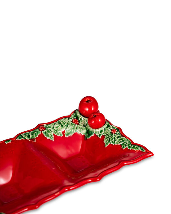 Менажница трехсекционная Bordallo Pinheiro Рождественская гирлянда 15,5х40,5 см, керамика - фото 4