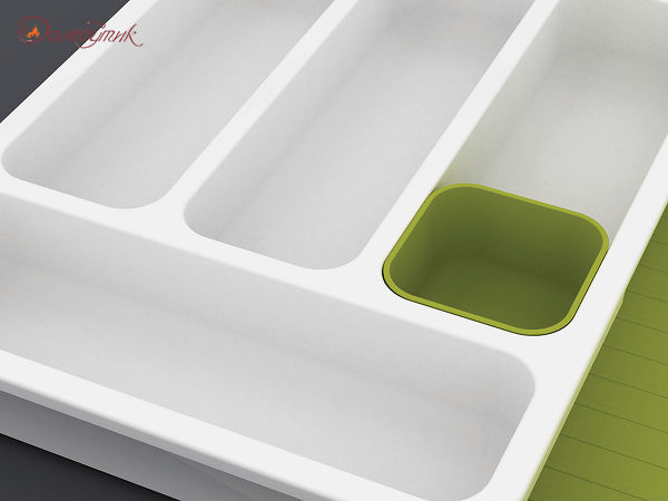 Органайзер для столовых приборов DrawerStore™ раздвижной белый-зеленый - фото 6