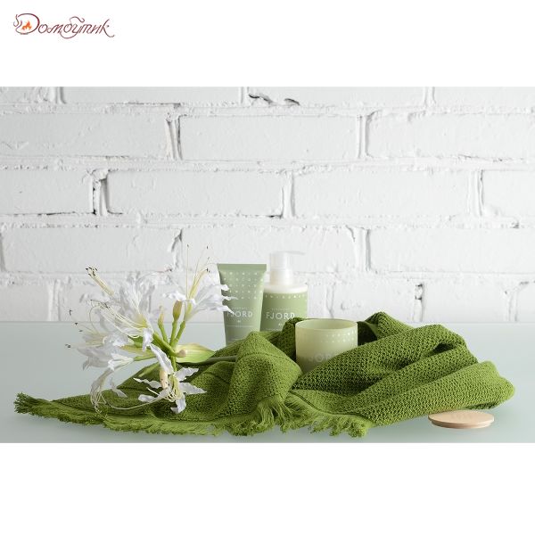 Полотенце банное с бахромой оливково-зеленого цвета Essential, 70х140 см, Tkano - фото 3