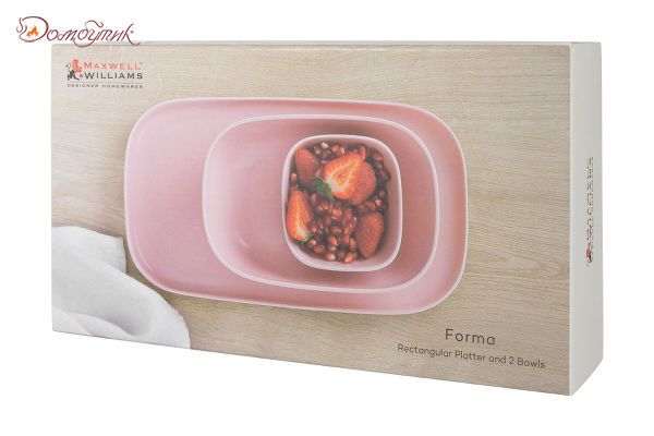 Набор "Форма" розовый: тарелка + 2 салатника , Maxwell & Williams - фото 3