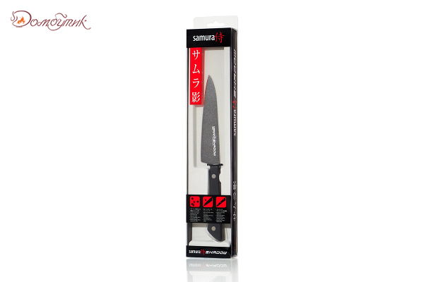 Нож кухонный "Samura SHADOW" универсальный с покр. Black-coating 120мм, AUS-8, ABS пластик - фото 7