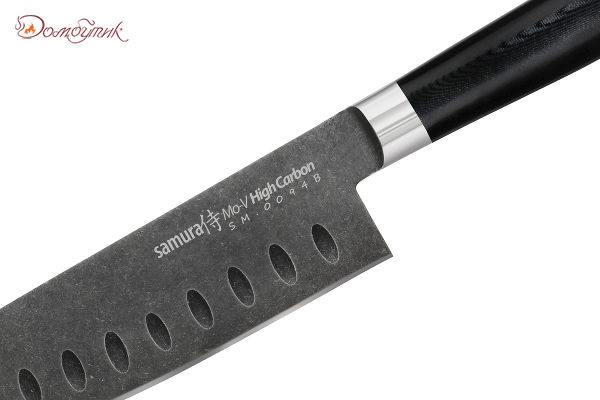 Нож кухонный "Samura Mo-V Stonewash" Сантоку 180 мм, G-10 - фото 3
