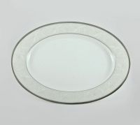Блюдо овальное Narumi Платиновый ноктюрн 38 см, фарфор костяной - фото 1