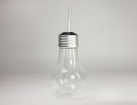 Бокал-лампочка с соломинкой серебро 420 мл - фото 1