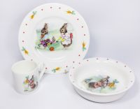 Детский набор посуды "Кролики" 3 пр. - фото 1