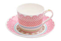 Чашка с блюдцем (розовая) Шантильи в подарочной упаковке, 250мл - фото 1
