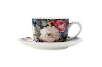 Чашка с блюдцем для кофе Полночные цветы в подарочной упаковке, 100мл - фото 1