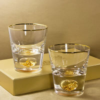 Набор из 2-х бокалов с сусальным золотом для виски + камни стеатит для охлаждения - фото 1