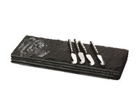 Набор сервировочных досок с ножами The Just Slate Company Тигр 29x11см, 4 шт - фото 2