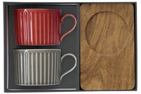 Набор из 2-х чашек для чая Время отдыха, красная и серая, 0,25 л - фото 2