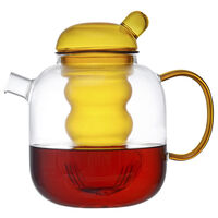 Чайник стеклянный с двумя чашками, 1,2 л, желтый - фото 3