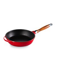 Сковорода с крышкой 24 см, 2 л, с деревянной ручкой, чугун, красная, Lava - фото 10