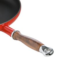 Сковорода с крышкой LAVA d24 см, 1,3 л, деревянная ручка, чугун, красная - фото 2