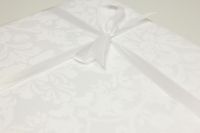Скатерть прямоугольная "Жаккард Барокко" белая 150х150 см, водоотталкивающая - фото 6