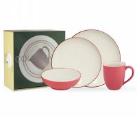 Столовый набор посуды на одного "Цветная волна", 4 предмета (малиновый, тонкий борт) - фото 6