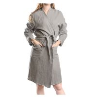 Халат из умягченного льна серого цвета Essential, размер M - фото 2