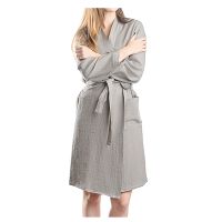 Халат из умягченного льна серого цвета Essential, размер S - фото 4