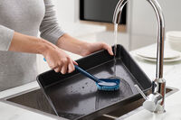 Щетка для мытья посуды CleanTech с запасной насадкой синяя - фото 3