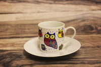 Кофейная пара эспрессо 85 мл "Разноцветные животные - совы", Koenitz - фото 2