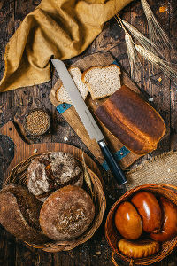 Нож кухонный "Samura Mo-V" для хлеба 230 мм  - фото 4