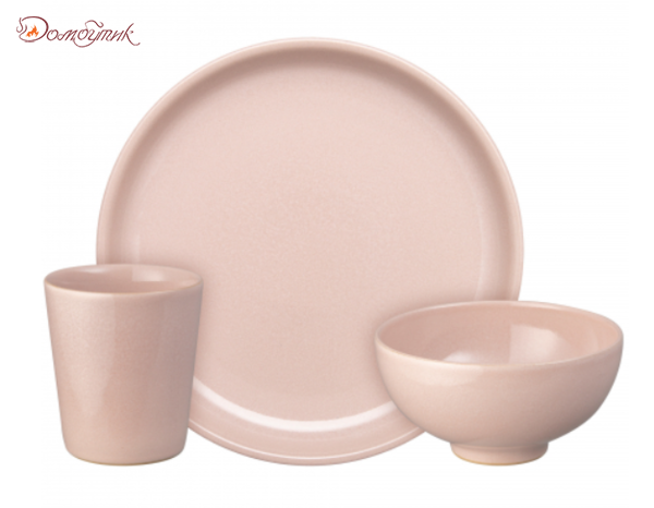 Набор посуды 3 предмета Облака Роуз (стакан, тарелка, салатник)