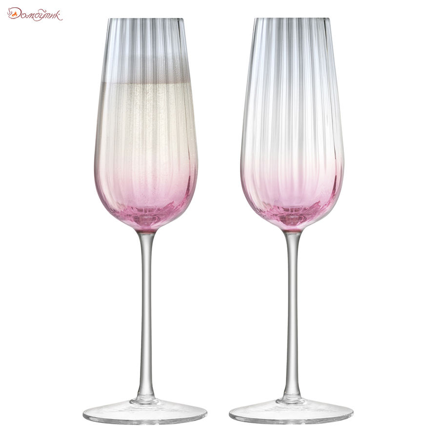 Набор из 2 бокалов-флейт для шампанского Dusk 250 мл розовый-серый - фото 1