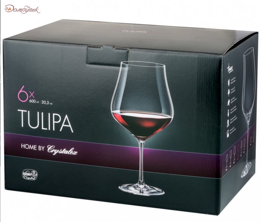Набор бокалов для вина Тулипа 600 мл (6шт), Bohemia - фото 2