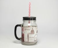 Стеклянная банка для напитков с соломинкой "Лондон", 550 мл - фото 3